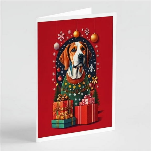 American Foxhound Dog Holiday Christmas Greeting Cards Pack of 8 7 in x 5 in