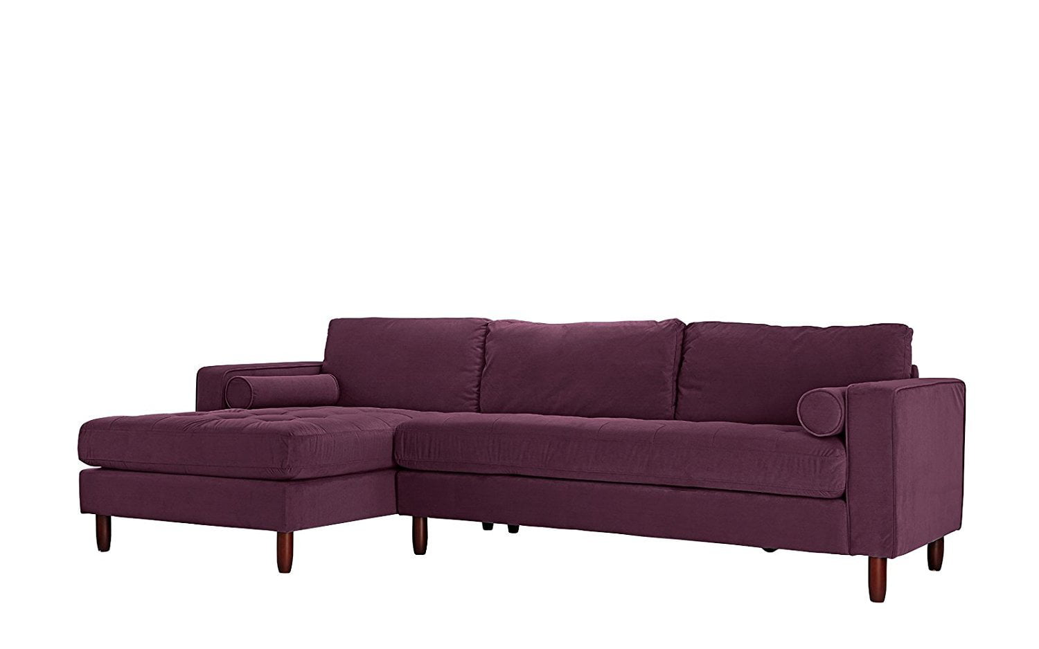 Mid-Century Modern Tufted Velvet Sectional Sofa, L-Shape ...