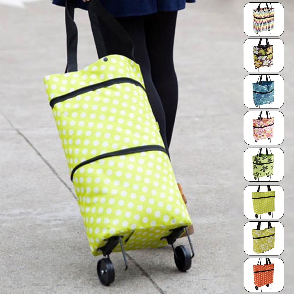 Details about   Foldable Shopping Trolley Tote Bag shopping bag Large Capacity Bag with Wheels 