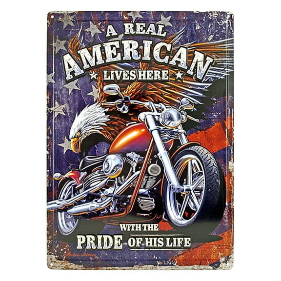 A Real American Motorcycle Metal Sign