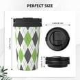 thumbnail image 3 of Goofa Light green and black argyle for Insulated Travel Coffee Mug Spill Proof Leak Proof 16 OZCoffee Tumbler Reusable Coffee Cups with Lids Thermos for Hot and Cold Drink, 3 of 8