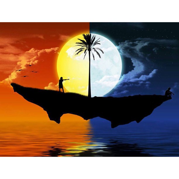 Kits de pintura de diamantes (DE1643) Sun Moon Island Square Picture Handicrafts 30x40cm Hugtrwg Para estrenar