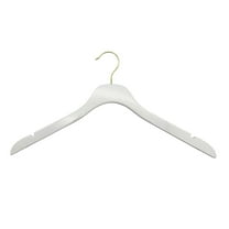 Nahanco 17” NAHANCO SlimLine Wooden Shirt/Dress Hanger - High Gloss White W/Gold