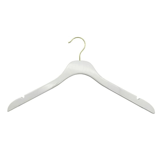 Nahanco 17” NAHANCO SlimLine Wooden Shirt/Dress Hanger - High Gloss White W/Gold
