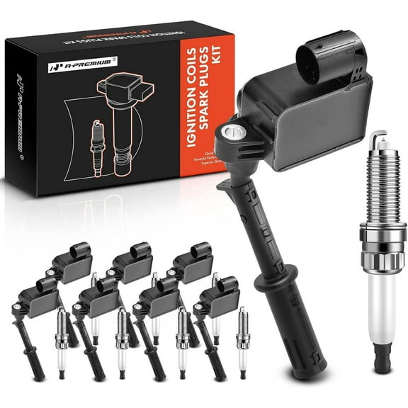 A-Premium Set of 8 Ignition Coil Pack and Iridium Spark Plugs Compatible with Mercedes-Benz G50 2013-2014, GL550 2013-2016, GLS550, G3 AMG, GLE63 AMG, GLE63 AMG S, GLS63 AMG, ML550, M3 AMG