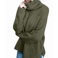 thumbnail image 2 of Women Oversized High Neck Pullover Sweater Cable Knit Long Sleeve Sweater Tops Green S, 2 of 9