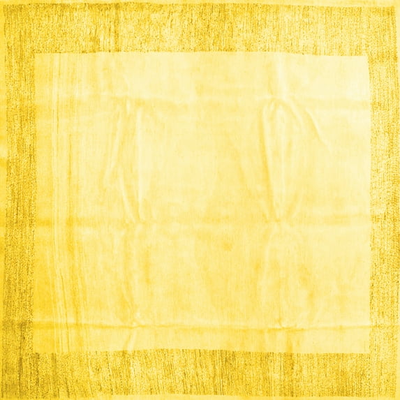 Ahgly Company Indoor Square Solid Yellow Modern Area Rugs, 5' Square