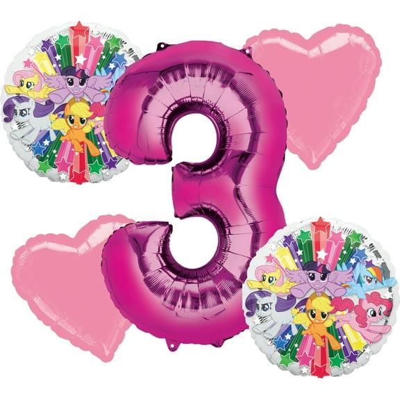 My Little Pony Balloon Bouquet 5 pc, 3rd Birthday Party Supplies