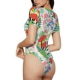 thumbnail image 3 of Naloa Mushroom and Frogs Women's Short-Sleeved Onesie, One-Piece Swimsuit for Parties, dates, clubs - Large, 3 of 9