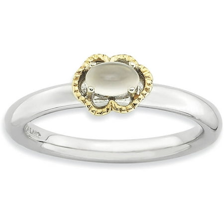 Stackable Expressions Moonstone Sterling Silver and 14kt Gold Polished Ring