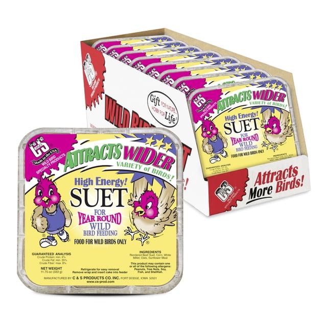 Alimento para aves silvestres C&S High Energy Suet 333 g, paquete de 8