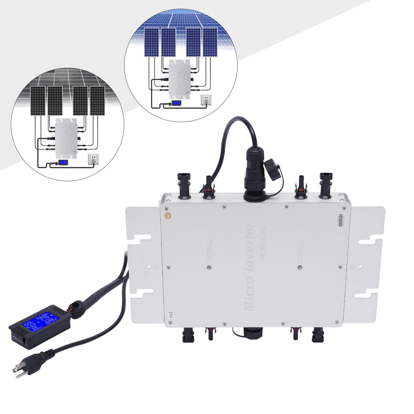 WVC-1200W MPPT Solar Micro Inverter Grid Tie Grid Pure Sine Wave Inverter DC-AC