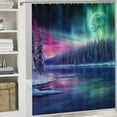 thumbnail image 6 of Creowell Aurora Lights Printed Shower Curtain 100% Polyester Fiber Modern Chic Bathroom Decor Set with Hooks 60x72, 6 of 7