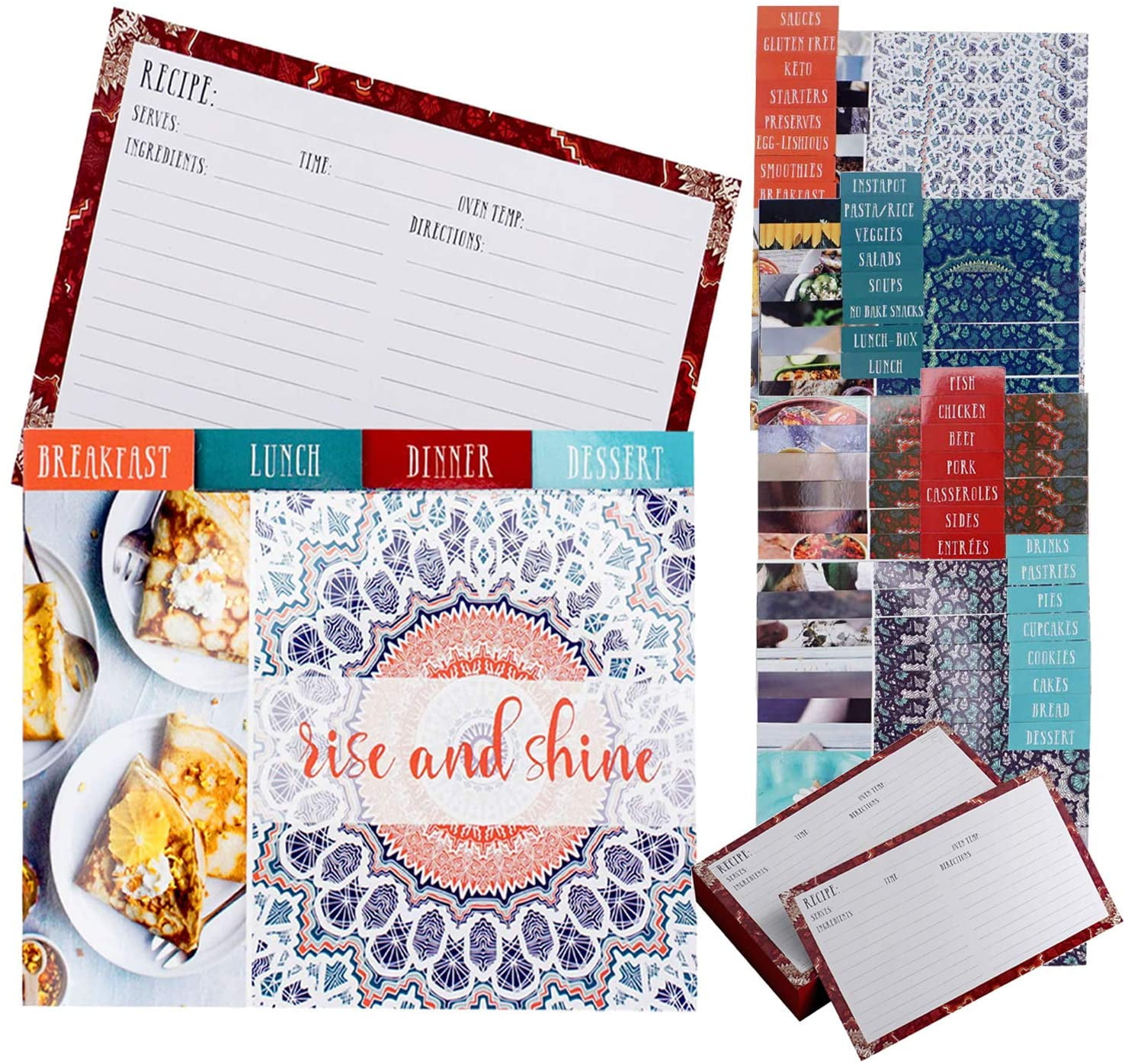 Recipe Cards 4' X 6' on Premium Thick Card Stock with Card Dividers Included! Great Gift for Amateurs or Experienced Chefs (Pack of 50)