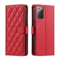 thumbnail image 4 of Crossbody Strap Case for Samsung Galaxy Note 20 Wallet PU Leather Elegant Diamond Patterned Credit Card Holder Full Body with Wrist Lanyard Strap Soft TPU Bumper Magnetic Closure Phone Cover,Red, 4 of 10