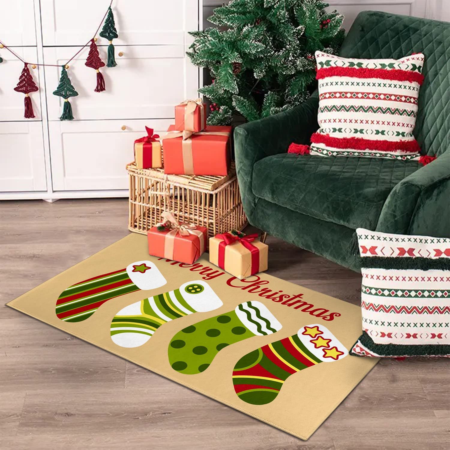 Christmas Door Mat Christmas Rug Christmas Decorations Christmas Socks Doormat Christmas Welcome Mat Indoor Winter Door Mat Outdoor 30"x17"
