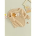 thumbnail image 4 of xiaxaixu Pull d'Automne pour Bébé Fille, Motif Fleur Lettre Manches Longues Col Rond Tricoté, 4 of 9