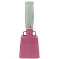 thumbnail image 1 of 6.1 inch pink bell white handle cowbell with stick grip handle used for cheering at sporting events - cow bell by stewart trading, 1 of 3