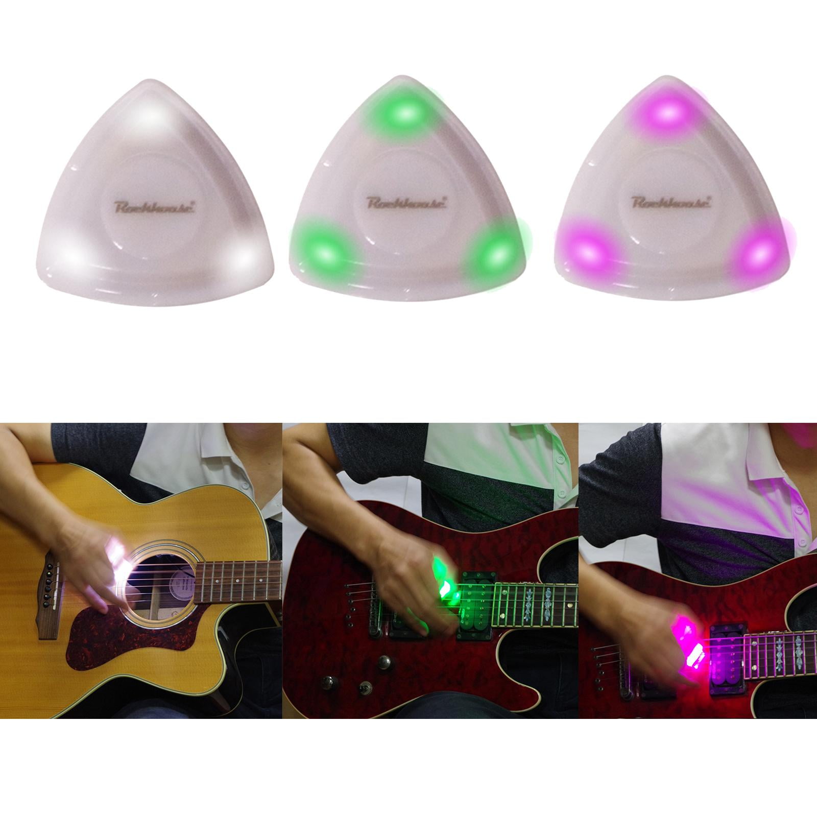 Light Up Guitar Pick, Tactile Luminescence Medium Picks Plastic with  White/Green/Purple LED Light for Enhanced Stage Performance, Be suitable  for Bass