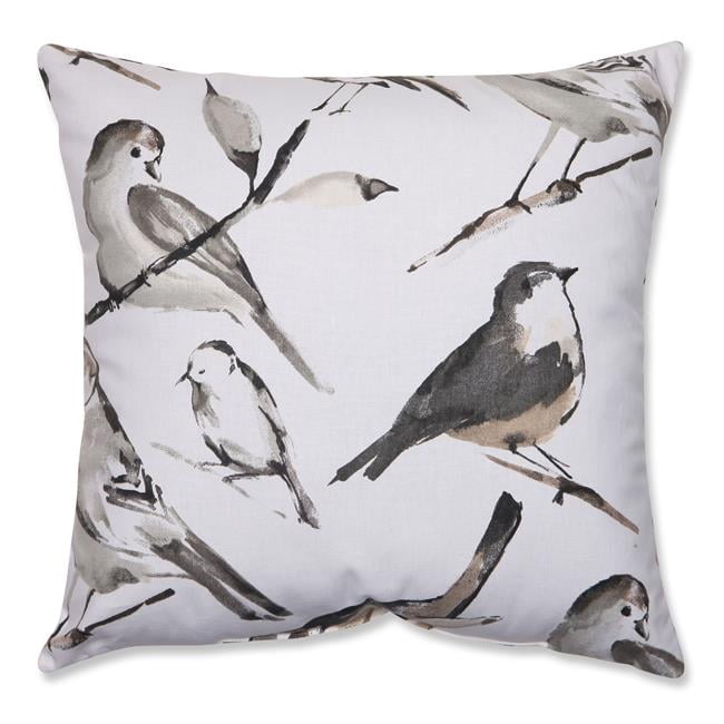 Pillow Perfect 512358 Bird Watcher Charcoal 18 Inch Throw Pillow