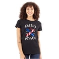 thumbnail image 3 of America Rocks Patriotic Music Lover Womens Fitted Plus Size Graphic Tee Brisco Brands 2X, 3 of 6