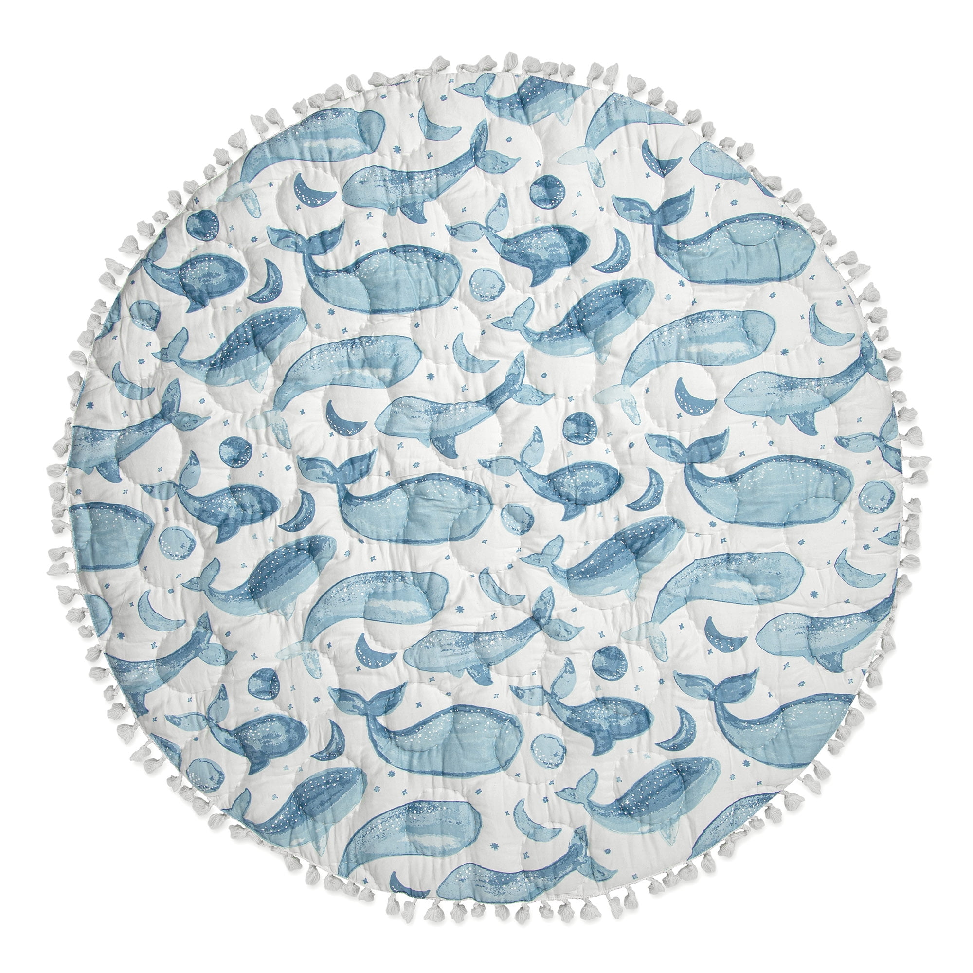 Crane Baby Activity Mat for Boys and Girls, Whale Print, 40" x 40", Infant Play Mat, Kids Play Mat, Tummy Time Mat