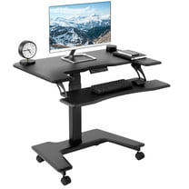 VIVO Black 36" Electric Mobile Height Adjustable Two Platform Standing Desk