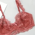 thumbnail image 7 of Guoeappa Women's 34B Lace Bra, Sheer Sexy Unlined Bra, Light Red, 7 of 7
