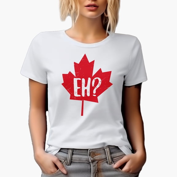 Distressed Distressed Eh? - Maple Leaf, Canada or Canadian Themed Merch Gift, White T-Shirt, Small