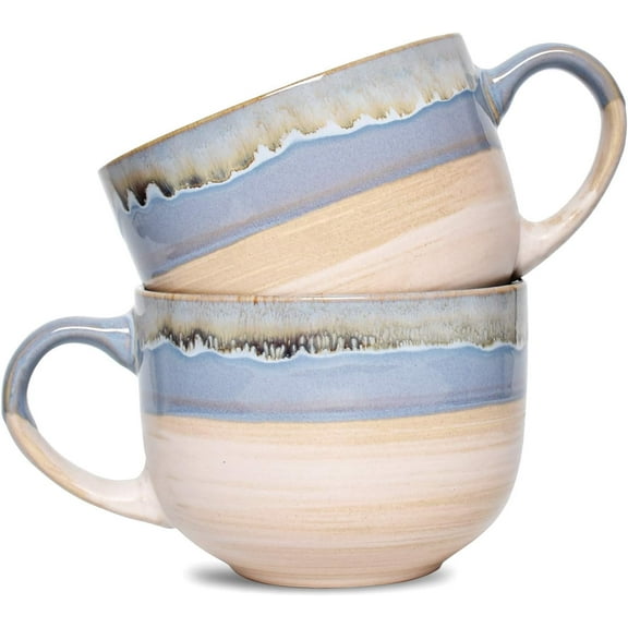 Large Ceramic Coffee Mug Set of 2, Stoneware Jumbo Latte Mugs Tea for Office and Home, 16 Oz, Dishwasher and Microwave Safe