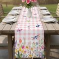 thumbnail image 4 of Wildflowers Table Runner - 108 Inch Long Spring Watercolor Tulip Floral Leaf Pink Plaid Cotton and Linen Blended Dress Scarves Farmhouse Table Runner for Kitchen Dining, Coffee Table, 13" x 108", 4 of 8