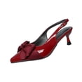 thumbnail image 2 of WAVSUF Womens Slingback Kitten Heel Pumps, Soft Sole Pointed Toe Cute Bow Casual Summer Working Shoes Wine 5.5, 2 of 9