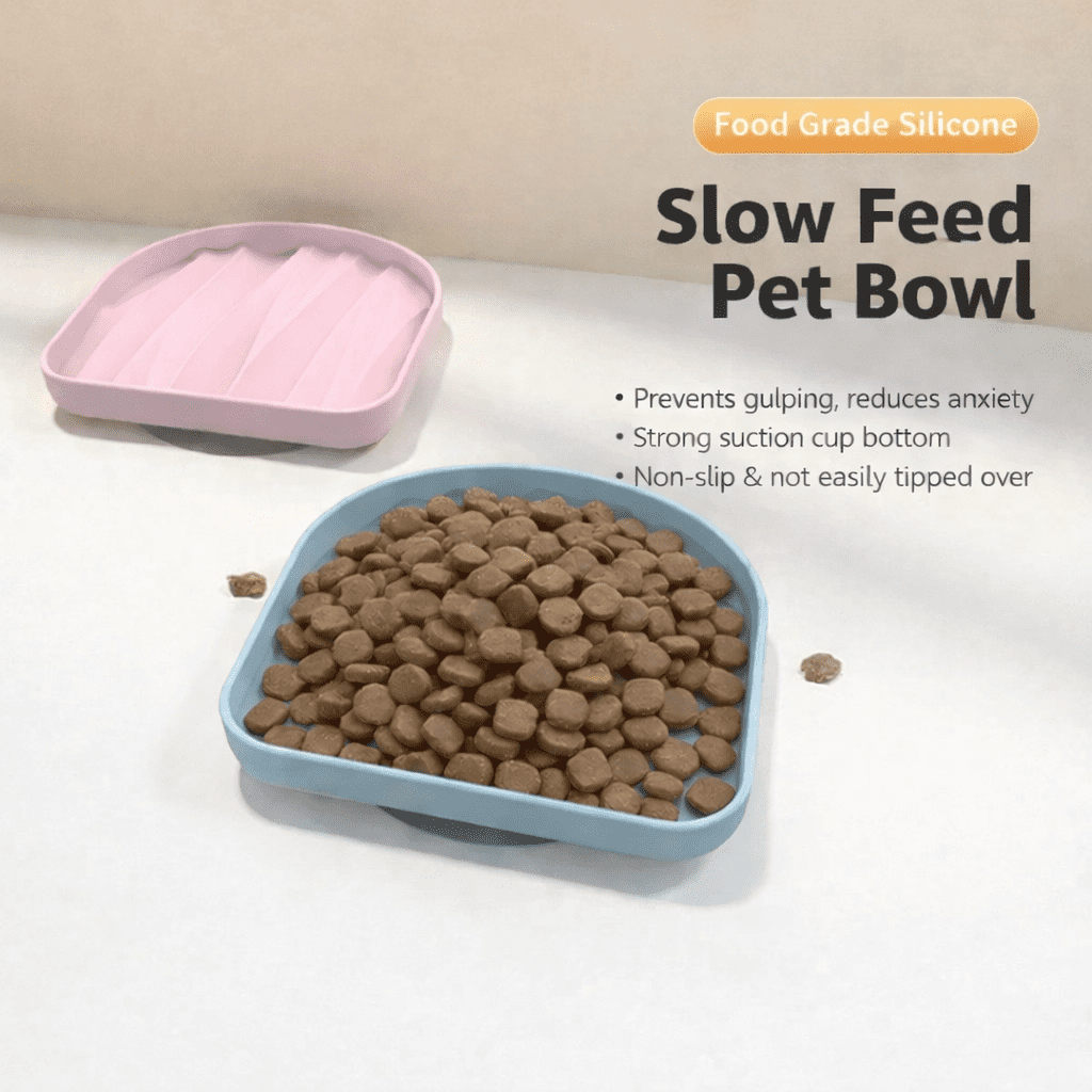 Slow Feeder Dog Bowl Food Grade Silicone Slow Feed Pet Bowl with Suction Cup Anti Slip Dog Feeding Bowl for Small Medium Dogs