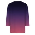 thumbnail image 4 of UAMVSH Women Plus Size Shirts Gradient Printed Tops Comfy Summer Fall 3/4 Sleeve V-Neck Tees Trendy Dressy Casual Vacation Outfits(XX-Large,Purple), 4 of 5