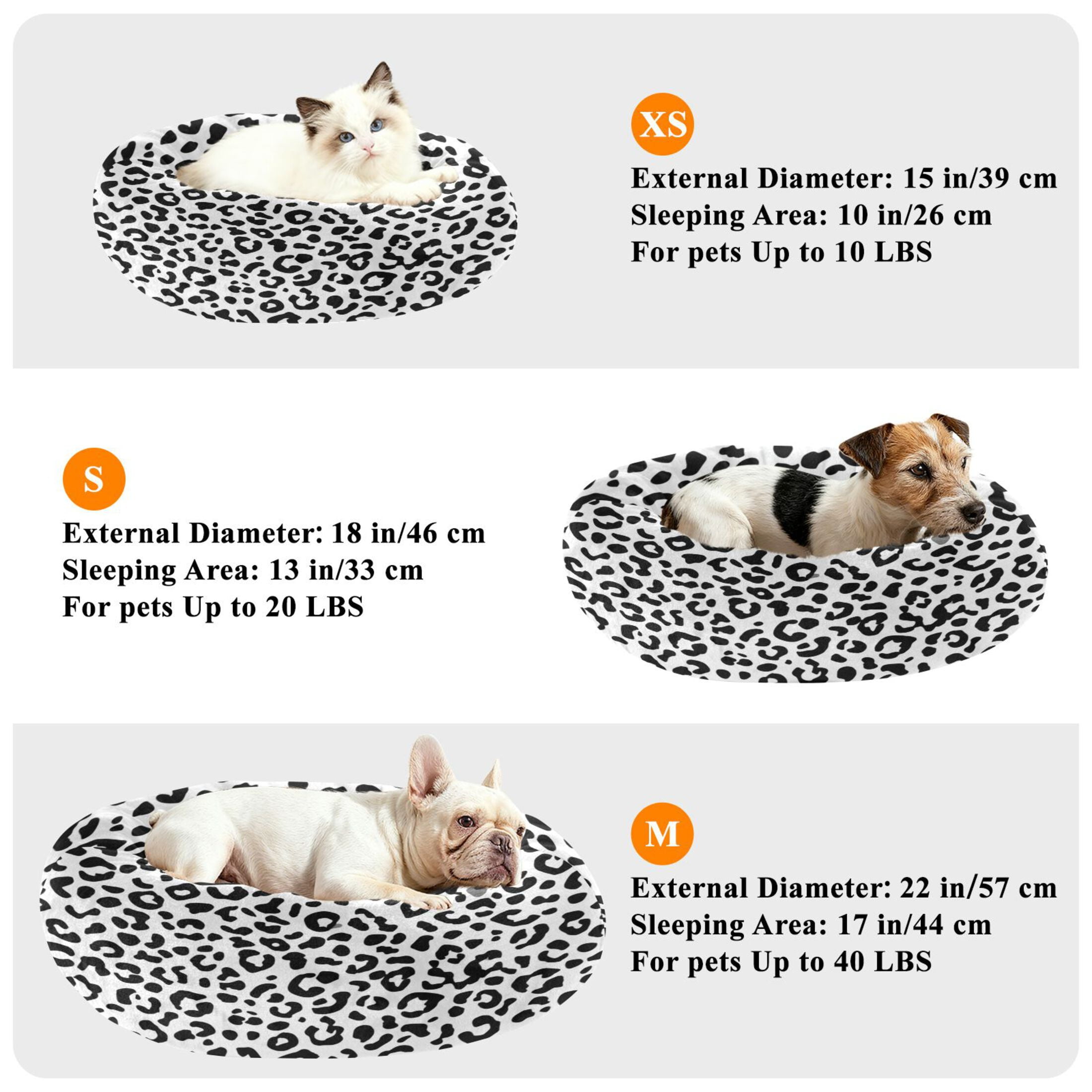 Iauyy Pet Couch Donut Cat Bed for Indoor Cats/Small Dogs Washable & Machine with Non-slip Bottom Calming Cat Furniture, Littrer Black and White Style (M)