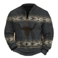 thumbnail image 2 of Wancir Mens 1/4 Zipper Fleece Sherpa Pullover Sweatshirt Ethnic Aztec Printed Fall Winter Unisex Hoodie Tops, 2 of 3