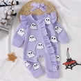 thumbnail image 3 of Pandaie Newborn Baby Girl Clothes Infant Ribbed Long Sleeve Romper Pumpkin Jumpsuit Bodysuit with Bow Headband Cute Fall Winter Outfits 0 3 6 12 18 Months, 3 of 8
