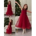 thumbnail image 5 of Oudiya Flower Girls Dress Bowknot V-Back Formal Pageant Ball Gown Party Wedding Tulle Long Dresses, 4-12Y, 5 of 6