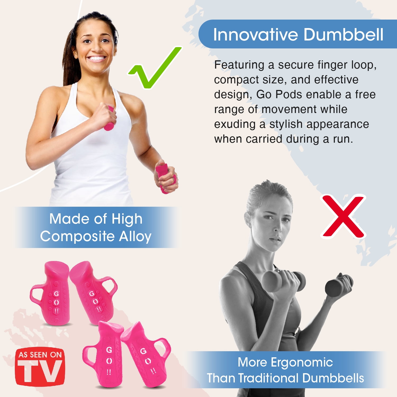 Dumbbell Go Pods Set of 4, Egg Weights, Add weight training for yoga, walking, jogging, water aerobics, high-intensity exercises, running, 1lb x 2 and 0.5lb x 2
