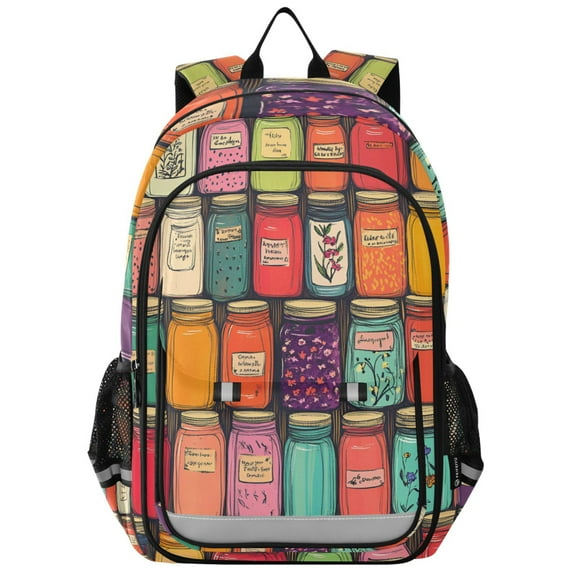 FORMRS Unisex School Backpack 17" Student Travel Bag with Laptop Compartment, Beige Jar
