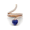 thumbnail image 1 of 7MM Heart Shape Wrap Bypass Ring Natural Blue CZ 925 Silver Rose Vermeil Women Rings, 1 of 4