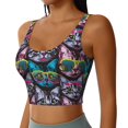 thumbnail image 2 of Fotbe Happy Kitten Faces Sujetador Deportivo Largo sin Aros para Mujer con Almohadillas y Soporte Medio, Transpirable y Absorbente, Camiseta Tipo Chaleco o Tank Top-XX-Large, 2 of 8