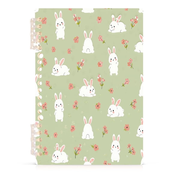 A5 Spiral Notebook 60 Sheets 80gsm Paper Ruled Journal Cute White Rabbit Pattern