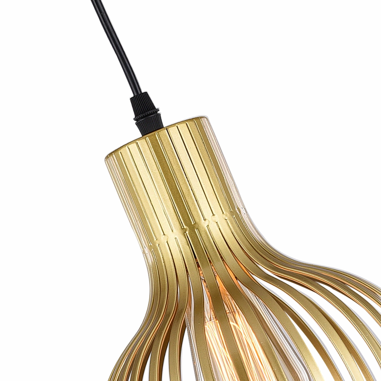 Modern Gold Pendant Light Fixture Hanging Ceiling Kitchen Island Metal Cage Lamp 110-120V 40W 7.87*9.44in for Living Rooms, Kitchens, Hallways