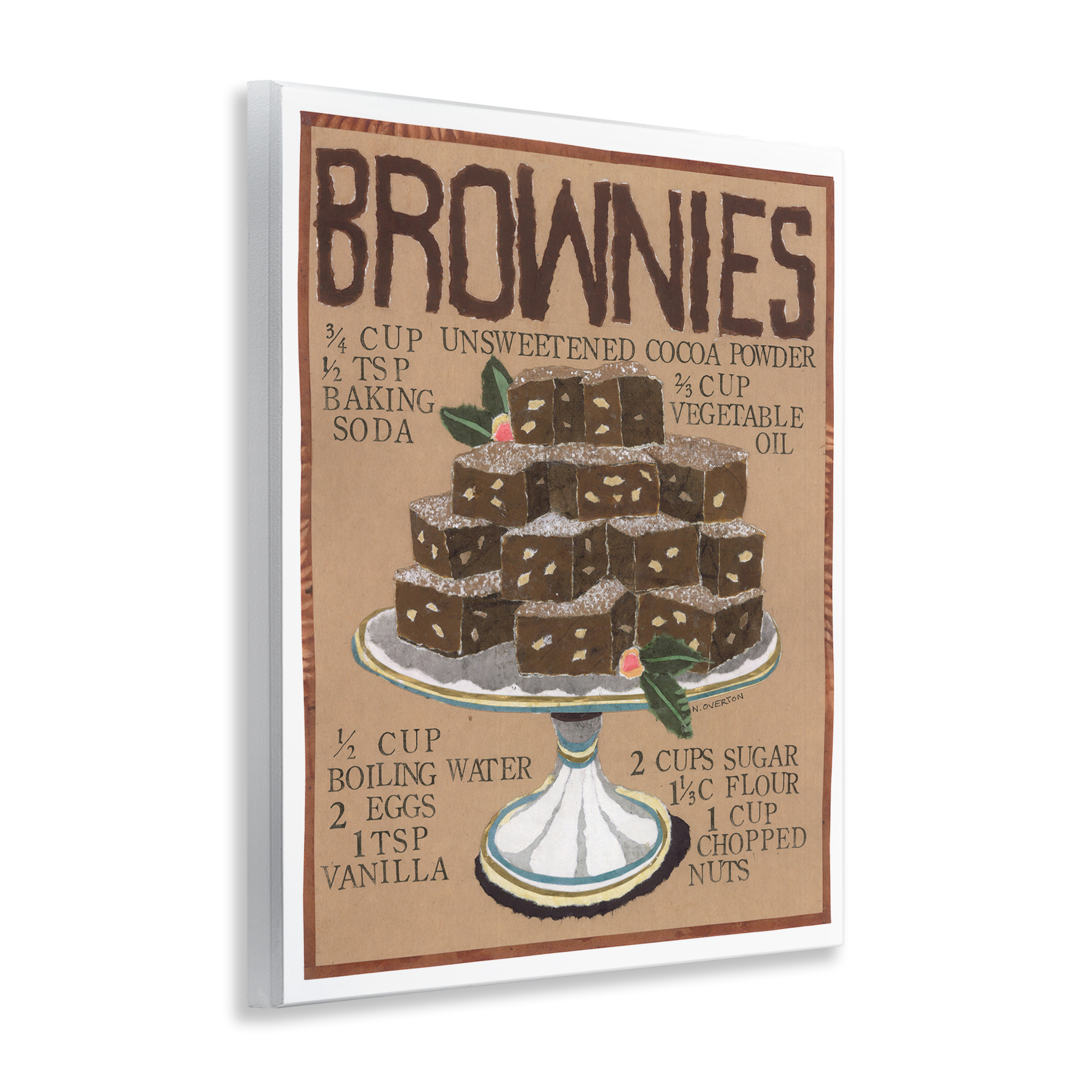 Stupell Industries Brownie Platter Recipe Food & Beverage Painting Unframed Art Print Wall Art, 11 x 14