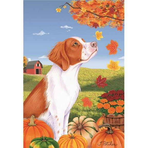 Best of Breed TP670711 Brittany Spaniel Autumn Leaves Garden Flag