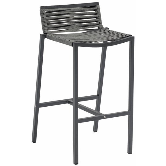 Meridian Furniture Maldives Grey Rope Fabric Outdoor Patio Barstool
