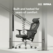 Sihoo M56C Ergonomic Office Chair with Adjustable Headrest, Lumbar Support, Breathable Mesh, High-Back Reclining, Black