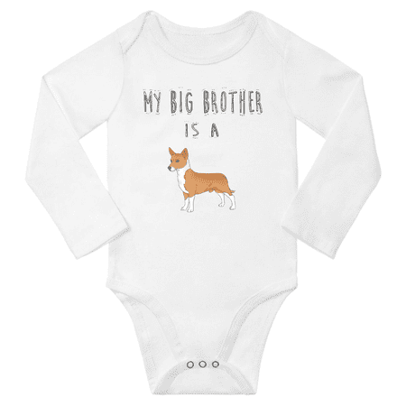 

My Big Brother is a Podengo Portugueso Medio Dog Cute Baby Long Sleeve Bodysuit Boy Girl Baby Long Sleeve Clothes (White 12-18M)