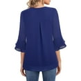 thumbnail image 3 of XuJwPNcy Womens Chiffon Tops Solid Color 3/4 Bell Sleeve V Neck Blouse Casual Comfy Business Work Tunic Shirts, 3 of 5